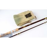 Good Hardy Bros Made in England “Richard Walker Carp” fibalite rod-10ft 2pc - with amber lined