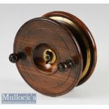 Nottingham wood and brass star back 5” reel with brass line back plate and partial rear drum flange,