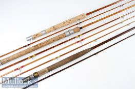 3x various split cane and greenheart spinning and fly rods by Allcocks, Martin James and Hardy –
