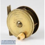 Holroyd Maker, 59 Gracechurch Street, London brass plate wind trout fly reel c1885 – 2.75” dia –