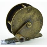 Very early C Farlow Maker 191 Strand London brass crank wind trout fly reel c1870s - 2.25” dia. with