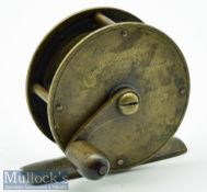 Very early C Farlow Maker 191 Strand London brass crank wind trout fly reel c1870s - 2.25” dia. with