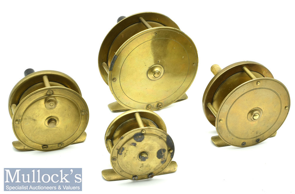 Selection of Various All Brass plate wind reels to include an unnamed 2 ¾” Hardy Birmingham style - Image 2 of 2