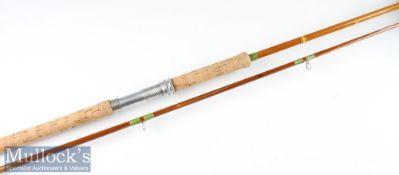 Fine fully refurbished C Farlow & Co London split cane spinning rod – 9ft 8in 2pc with red agate