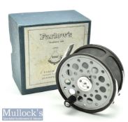 C Farlow & Co London The Cobra Reel wide drum 3 ½” alloy fly reel with nickel plated line twin U