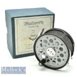 C Farlow & Co London The Cobra Reel wide drum 3 ½” alloy fly reel with nickel plated line twin U