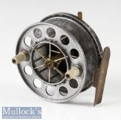 Scarce Allcocks Aerial Alloy Ventilated Centre pin reel with rim check lever c1930 early 1940s –