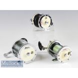 3x Mitchell multiplier reels to include models 624, 600AP and 602A, with chrome structure, counter