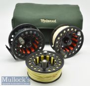 Vision “The Koma” large arbour salmon fly reel with 2x spare spools – 4.25” dia, left and right hand