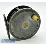 Unnamed London 4” heavy alloy Salmon fly reel with a smooth brass foot, very nice sounding smooth