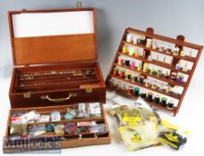 Large collection of Fly Tying Material and Equipment - Richard Wheatley Mahogany Fly Tying Case with