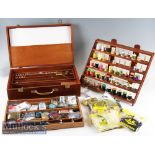 Large collection of Fly Tying Material and Equipment - Richard Wheatley Mahogany Fly Tying Case with