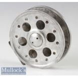 Adcock Stanton alloy trotting reel 5" dia ventilated drum face designed with no handles^ foot marked