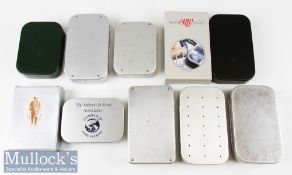 Selection of Wheatley Metal Fly Boxes (8) including boxed black example^ boxed The Salmon & Trout