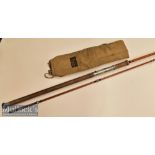 J S Sharpe Aberdeen Spinning Rod 9ft 4in Scottie brand split cane^ cork handle^ slight delamination^