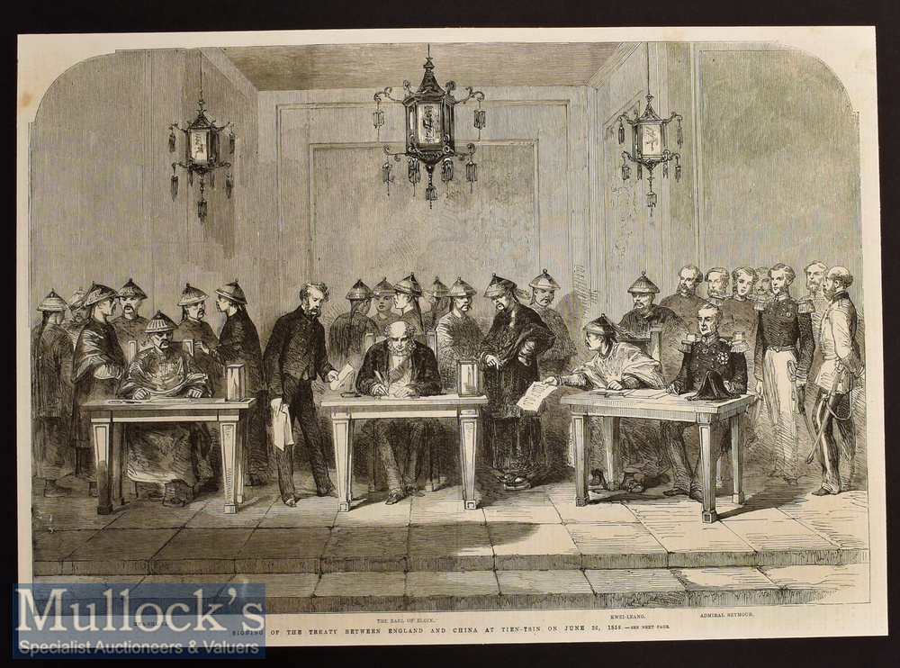 China – Signing of the Treaty Between England and China at Tien-Tsin on June 26 1858 original