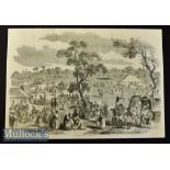 India - A Hindoo Fair original engraving 1858 probably after W Carpenter 36x25cm laid to card with