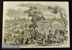 India - A Hindoo Fair original engraving 1858 probably after W Carpenter 36x25cm laid to card with