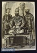 India - The Eldest Son of the King of Delhi^ His Treasurer and Physician original engraving 1857