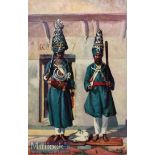 India & Punjab – Akalis at Amritsar A vintage antique postcard showing a Sikh Akalis at Amritsar^