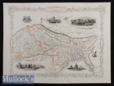 1857 Northern India Map engraved by J. Rapkin outline hand colouring as issued 36x27cm