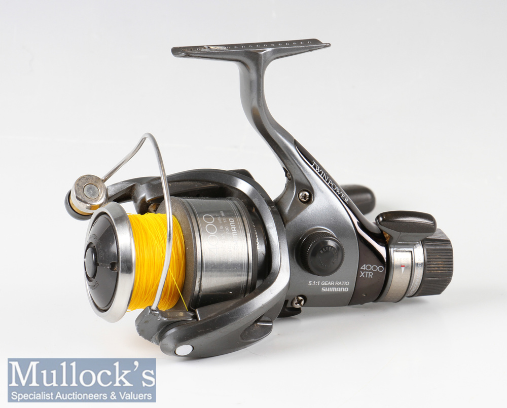 Shimano Twin Power 4000 XTR Reel and Spare Spool in two tone grey colour^ RHW^ good movement with - Image 2 of 2
