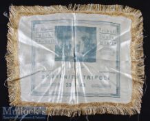 Tripoli 1943 - fine pictorial Silk / Cushion Cover with lace borders Souvenir date 23-1-1943 with