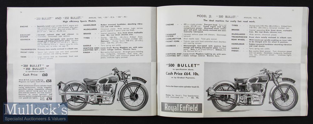 Royal Enfield Motor Cycles 1937 Sales Catalogue - a 20 page catalogue illustrating and detailing - Image 2 of 2