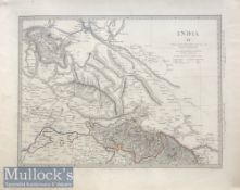 India & Punjab - c1850s Map of Punjab - showing dominions of Ranjit Singh & protected Sikh states.