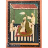 India & Punjab –Sikh Noble Miniature Large Punjab school miniature painting of a noble man with a