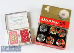 Dunlop 65 Golf Balls Wrapped within original box^ together with Piatnik-Quality-Cards Playing