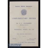 Scarce Harold Abraham 1947 Signed Dinner Menu including Autographs of Sydney Wooderson dubbed ‘The