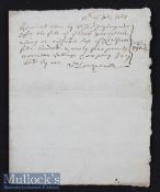 1683 Receipt by William Longueville friend of Samuel Butler hand written dated 12 July^