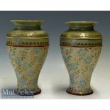 Pair of Royal Doulton Slaters Stoneware Vases marked 7585^ F^ with ‘Lion^ Crown and connected D’