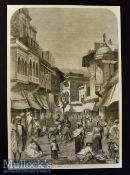 India - The Main Street of Agra original engraving 1858 probably after W Carpenter with a brief