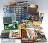 Quantity of Various Fishing Tackle Accessories to include a compartmental storage cabinet with