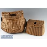 Wicker Pot Bellied Fishing Creel measures 37x27x25cm approx. plus a French weave style creel