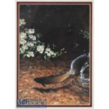 Rodger McPhail print of Brown Trout rising for Mayflies in oak frame^ print size 25cm x 18cm^ mf&g