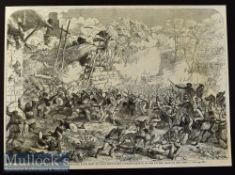 India - Attack by an English Brigade on a Tribe of Thugs entrenched in Idehranamabad scarce