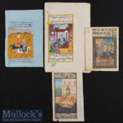 Mughal Miniature Paintings - Collection of Four Fine Paintings of Mughal Court & Hunting Scene Circa