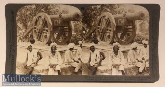 India - Original stereo view the Sikh ruler Maharaja Ranjit Singhs famous Zam Zamanah cannon of