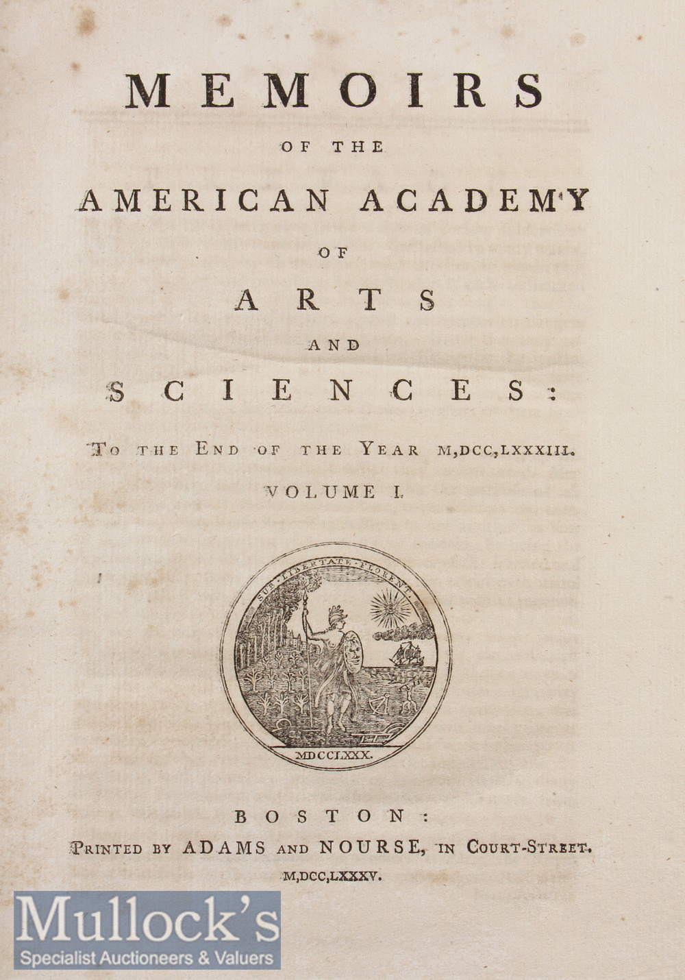 Americana – Memoirs of the American Academy of Arts and Sciences Vol I 1785 the first volume of this - Image 2 of 2