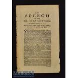 The Speech of the Speaker of the House of Commons 1715 ‘South Sea Company’ Sept 21^ upon