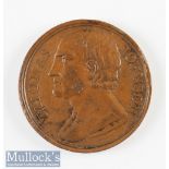 Boxing - Banbury^ Prize Fighting Ring 1789 copper medallion Obverse; Bust of Thomas Johnson.