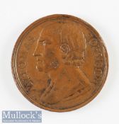 Boxing - Banbury^ Prize Fighting Ring 1789 copper medallion Obverse; Bust of Thomas Johnson.
