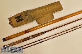Hardy Bros 10ft 5in Palakona split cane rod and Tip Tube no. 246936 with cork handle^ marked