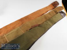 3x Gun/Rifle Canvas slip case/bags varying styles^ straps etc^ measuring 105cm^ 115 and 125cm