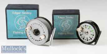 2x Edgar Sealey Alloy Fly Reels 3 5/8” Freewinde with on / off check^ and a 3 1/8” Flyman^ both