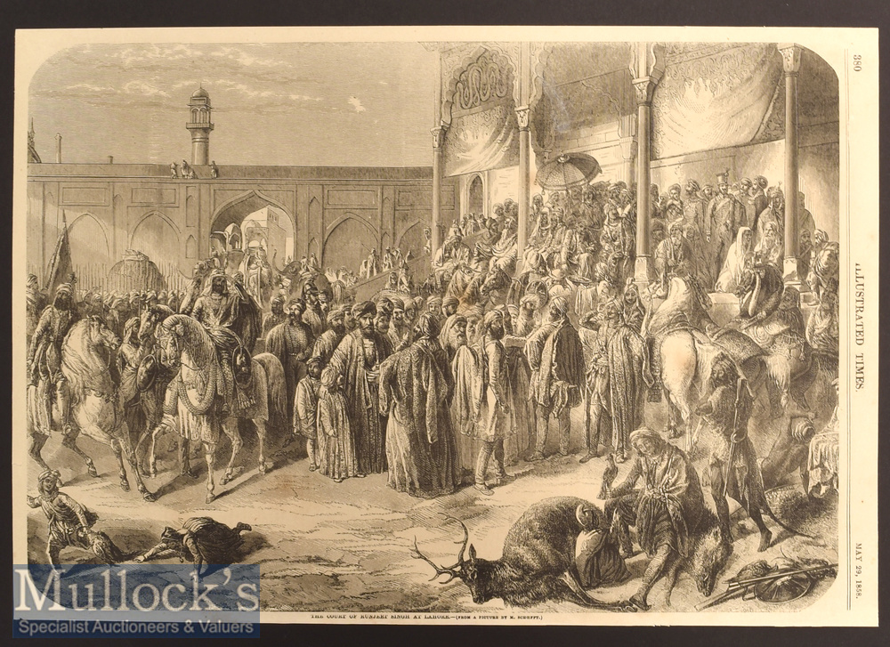 India and Punjab– Very Scarce Engraving The Court of Runjeet Singh at Lahore after a painting by A