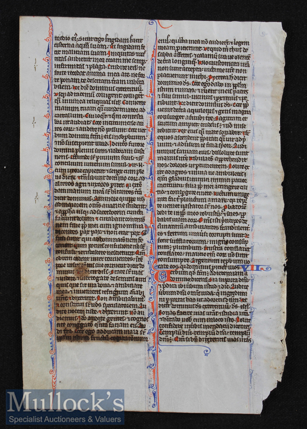 Very early Vellum Manuscript Leaf In Latin From A Medieval Bible. France - Paris about 1250 AD - the - Image 2 of 2